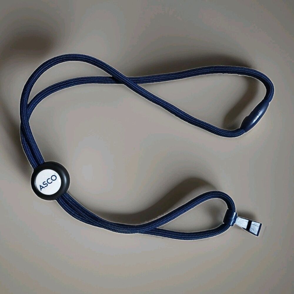 Oncology ASCO Lanyard Neck ID Card Key Holder Navy Blue Medical Conference